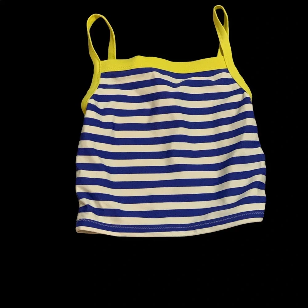 Cute girls striped Mini Boden swim top size 6-7 year old